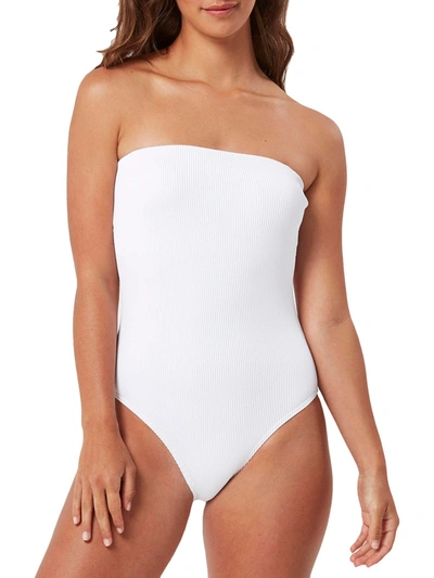 Charlie Holiday Ozzie Womens Ribbed Beachwear One-piece Swimsuit In White