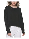 DKNY WOMENS STUDDED CREW NECK PULLOVER SWEATER