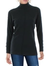 Anne Klein Womens Side Slit Button-trim Mock Turtleneck Sweater In Black