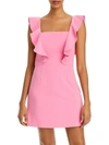 French Connection Whisper Womens Ruffled Short Mini Dress In Multi