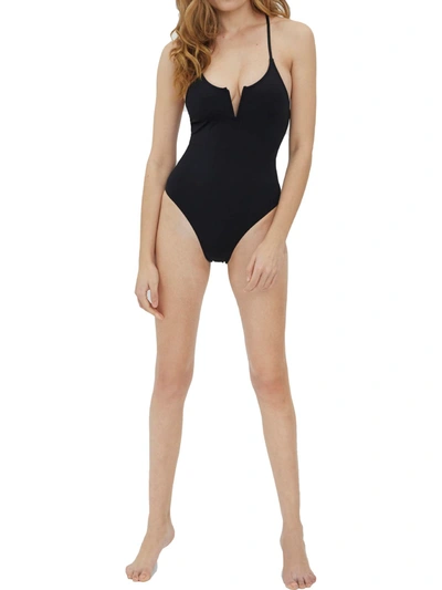 Vero Moda Klara Womens Padded High Leg One-piece Swimsuit In Black