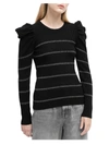 7 For All Mankind Long Sleeved Ribbed Crewneck Sweater In Black