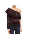 WAYF JOHNIE WOMENS ONE-SHOULDER RUFFLE PULLOVER SWEATER