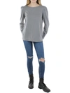Anne Klein Plus   Womens Cotton Cashmere Shirred Shoulder Pullover Sweater In Grey