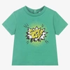 EMPORIO ARMANI BOYS GREEN COTTON LOGO T-SHIRT