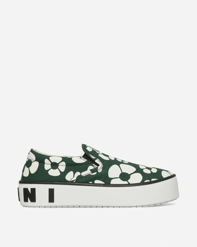 Marni X Carhartt Floral-print Slip-on Sneakers In Green
