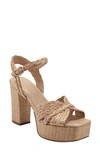 Marc Fisher Ltd Janie Raffia Ankle Strap Platform Sandal In Medium Natural