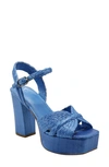 Marc Fisher Ltd Chela Platform Raffia Sandal In Medium Blue