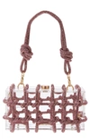 Cult Gaia Bess Caged Embellished Box Shoulder Bag In Shell Pink