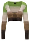 Gcds Mini Gradient Cardigan With Logo Clip In Lurex Woman In Green