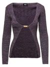 Gcds Long Multicolor Cardigan With Logo Clip In Lurex Woman In Grey