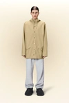 Rains Long Waterproof Windproof Jacket In Sand