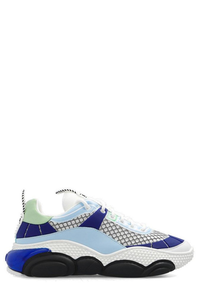 Moschino Embossed-finish Lace-up Trainers In Blue