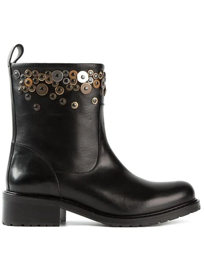 Dsquared2 Embellished Biker Boots In Black