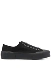 JIL SANDER BLACK LOW TOP SNEAKERS IN CANVAS AND LEATHER MAN