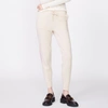 Monrow Wool Cashmere Sweater Cuffed Sweats In Off White