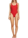 CHARLIE HOLIDAY WOMENS RIBBED BUTTON ONE-PIECE SWIMSUIT