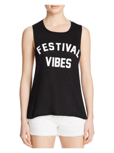 Private Party Womens Slogan Sleeveless Graphic T-shirt In Black