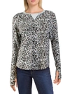 THEO & SPENCE WOMENS ANIMAL PRINT RIBBED PULLOVER SWEATER