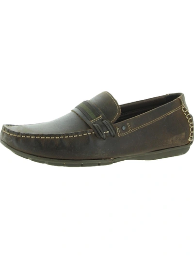 Steve Madden Grab Mens Leather Slip On Loafers In Brown