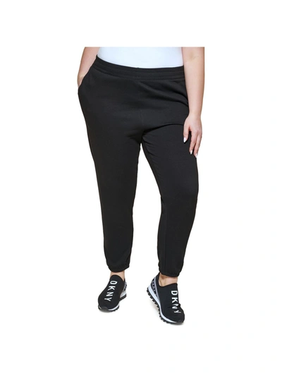 Dkny Sport Plus Womens Logo High Rise Jogger Pants In Black
