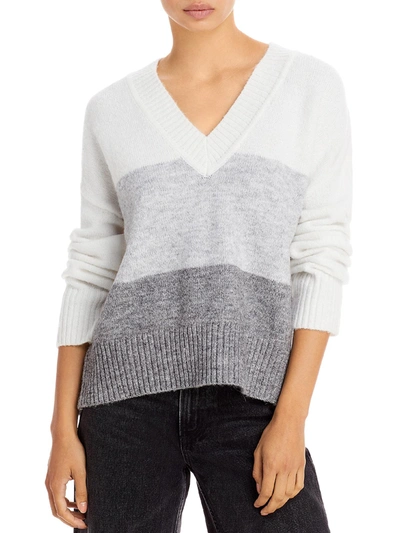 Aqua Womens Colorblock Knit Pullover Sweater In Grey