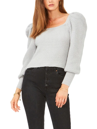 1.state Long Sleeve Square Neck Sparkle Sweater In Silver