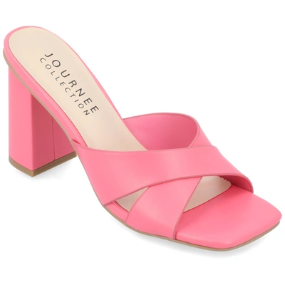 Journee Collection Chazz Block Heel Sandal In Coral