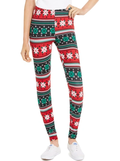 Planet Gold Juniors Holiday Womens Candy Cane Fitness Leggings In Multi