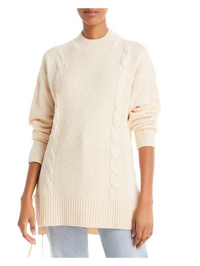 Wayf Dani Womens Ribbed Knit Side Lace Up Pullover Sweater In Beige