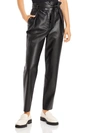 Aqua Womens Faux Leather Belted Paperbag Pants In Black