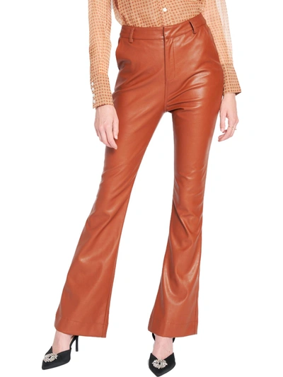 En Saison Womens Faux Leather Embossed Flared Pants In Brown