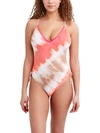 BCBGENERATION WOMENS TIE-DYE EMBROIDERED ONE-PIECE SWIMSUIT