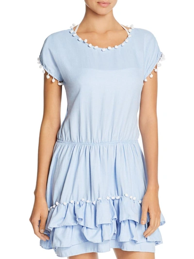 Peixoto Nissi Pom-pom Dress Swim Cover-up In Sky Blue