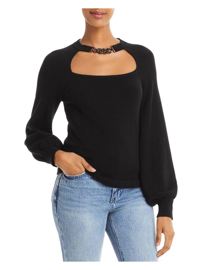 Lucy Paris Jett Womens Knit Cut-out Pullover Sweater In Black