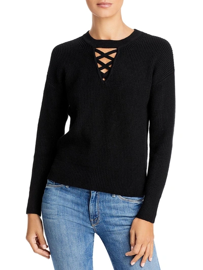 Single Thread Womens Criss Cross Knit Pullover Sweater In Black