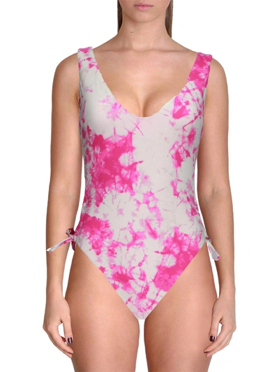 Dolce Vita Womens Side Tie Tassel One-piece Swimsuit In Pink