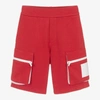 Emporio Armani Boys Red Cotton Logo Shorts In Red