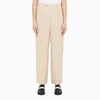Apc Wide-leg Trousers With Pleated Front And High Waist In Beige
