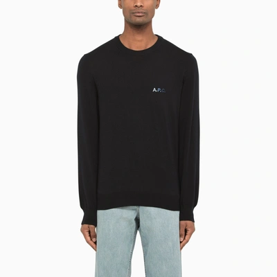 Apc Blue Crew Neck Sweater With Logo In Light Blue