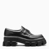 Prada Monolith Brushed Leather Loafers In Black