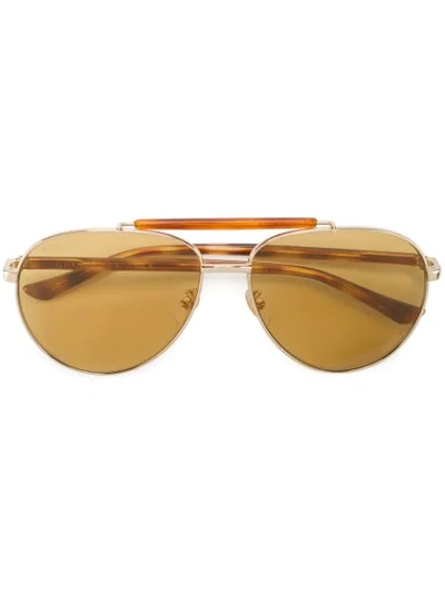 Gucci Metal Aviator Sunglasses, Golden/amber