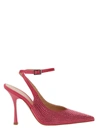 Leonie Hanne X Liu Jo Pointed Toe Satin Slingback Heels In Purple
