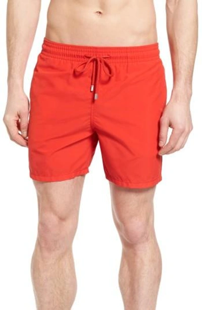 Vilebrequin Moorea Water Reactive Bubble Swim Shorts In Poppy Red