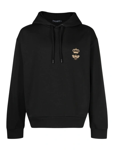 Dolce & Gabbana Embroidered-logo Pullover Hoodie In Black