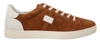 DOLCE & GABBANA DOLCE & GABBANA BROWN SUEDE LEATHER LOW TOPS SNEAKERS MEN'S SHOES