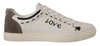 DOLCE & GABBANA DOLCE & GABBANA WHITE LEATHER GRAY LOVE CASUAL SNEAKERS MEN'S SHOES