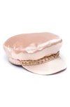Eugenia Kim Marina Satin Conductor Cap In Peach