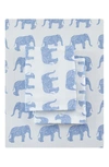 Melange Grey Twin 400 Thread Count Cotton Elephants Duvet 2-piece Set In Light Blue