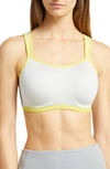 Natori Yogi Convertible Sports Bra In Iced Grey,lemongrass